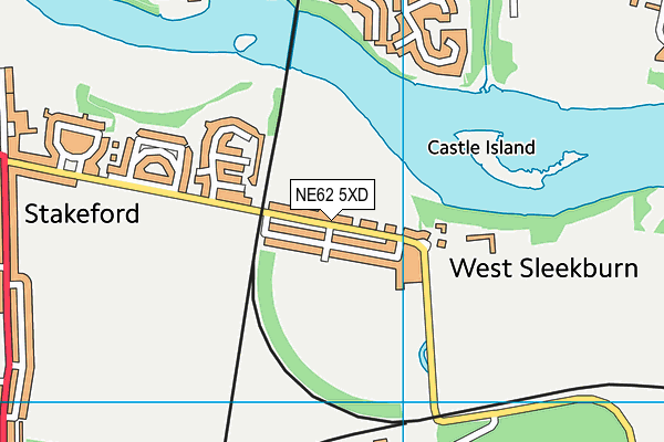 NE62 5XD map - OS VectorMap District (Ordnance Survey)