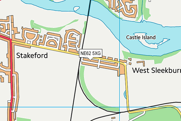 NE62 5XG map - OS VectorMap District (Ordnance Survey)