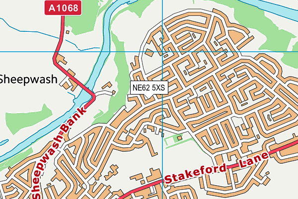 NE62 5XS map - OS VectorMap District (Ordnance Survey)