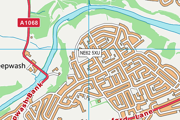 NE62 5XU map - OS VectorMap District (Ordnance Survey)