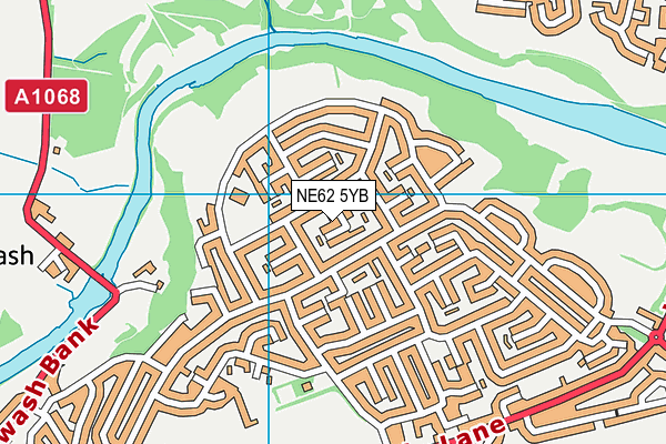 NE62 5YB map - OS VectorMap District (Ordnance Survey)