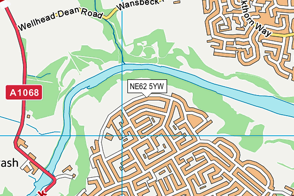 NE62 5YW map - OS VectorMap District (Ordnance Survey)