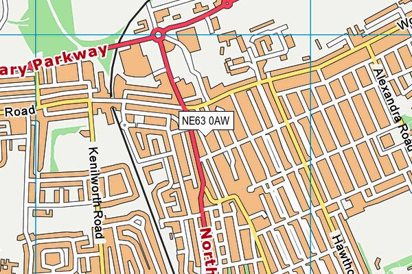 NE63 0AW map - OS VectorMap District (Ordnance Survey)