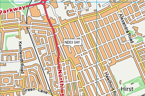 NE63 0AY map - OS VectorMap District (Ordnance Survey)