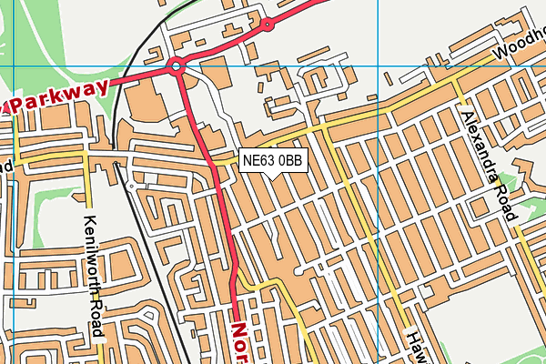 NE63 0BB map - OS VectorMap District (Ordnance Survey)