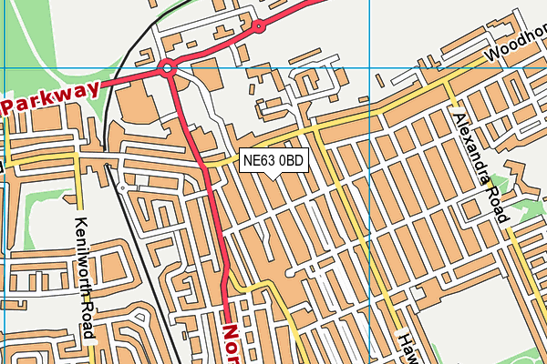 NE63 0BD map - OS VectorMap District (Ordnance Survey)
