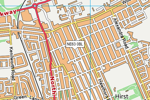NE63 0BL map - OS VectorMap District (Ordnance Survey)