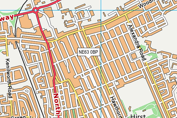 NE63 0BP map - OS VectorMap District (Ordnance Survey)