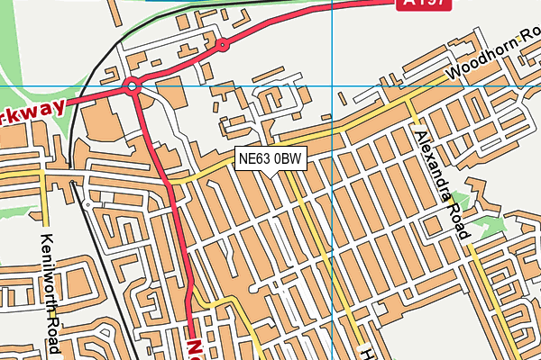 NE63 0BW map - OS VectorMap District (Ordnance Survey)
