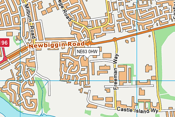 NE63 0HW map - OS VectorMap District (Ordnance Survey)