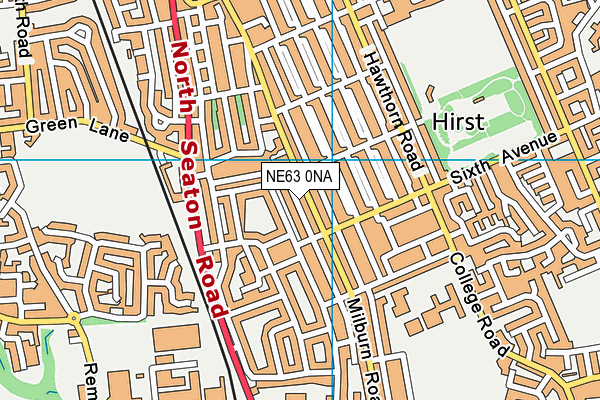 NE63 0NA map - OS VectorMap District (Ordnance Survey)