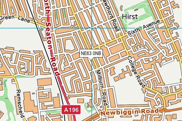 NE63 0NB map - OS VectorMap District (Ordnance Survey)