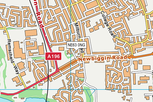 NE63 0NG map - OS VectorMap District (Ordnance Survey)