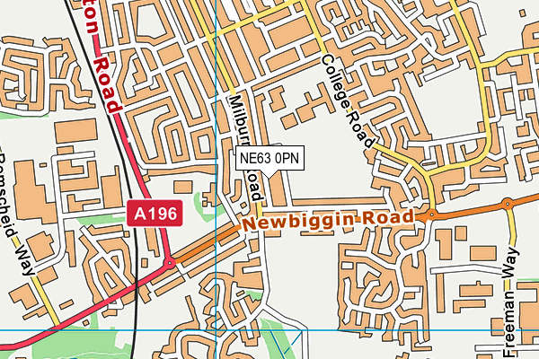 NE63 0PN map - OS VectorMap District (Ordnance Survey)