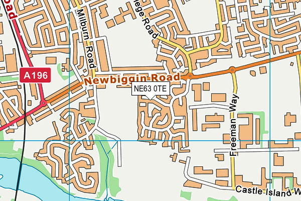 NE63 0TE map - OS VectorMap District (Ordnance Survey)