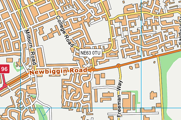 NE63 0TU map - OS VectorMap District (Ordnance Survey)