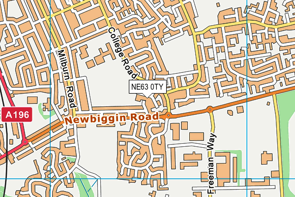 NE63 0TY map - OS VectorMap District (Ordnance Survey)