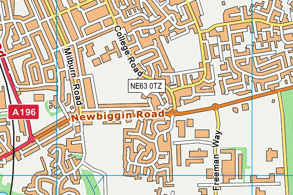 NE63 0TZ map - OS VectorMap District (Ordnance Survey)