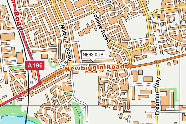 NE63 0UB map - OS VectorMap District (Ordnance Survey)