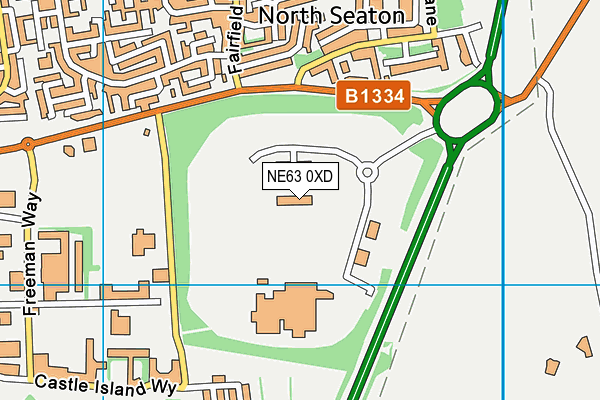 NE63 0XD map - OS VectorMap District (Ordnance Survey)