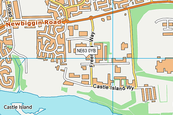 NE63 0YB map - OS VectorMap District (Ordnance Survey)