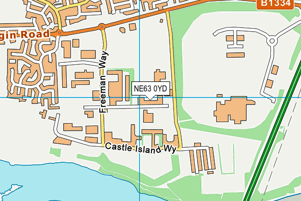 NE63 0YD map - OS VectorMap District (Ordnance Survey)