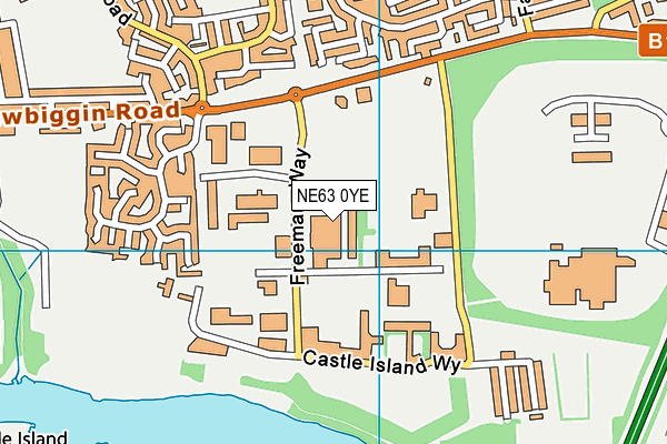 NE63 0YE map - OS VectorMap District (Ordnance Survey)