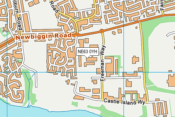 NE63 0YH map - OS VectorMap District (Ordnance Survey)