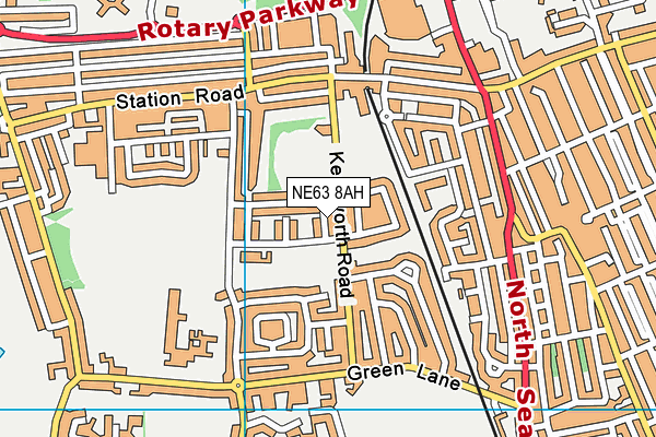 NE63 8AH map - OS VectorMap District (Ordnance Survey)