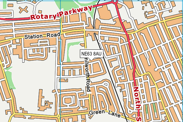 NE63 8AU map - OS VectorMap District (Ordnance Survey)
