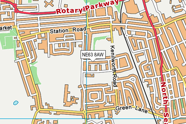NE63 8AW map - OS VectorMap District (Ordnance Survey)