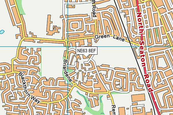NE63 8EF map - OS VectorMap District (Ordnance Survey)