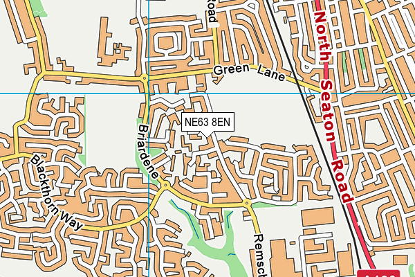NE63 8EN map - OS VectorMap District (Ordnance Survey)