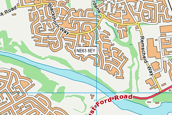 NE63 8EY map - OS VectorMap District (Ordnance Survey)