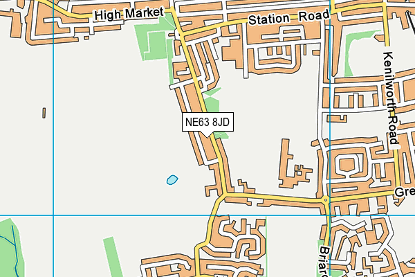 NE63 8JD map - OS VectorMap District (Ordnance Survey)