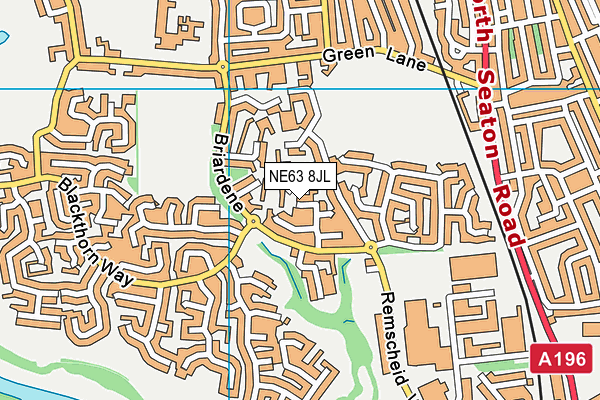 NE63 8JL map - OS VectorMap District (Ordnance Survey)