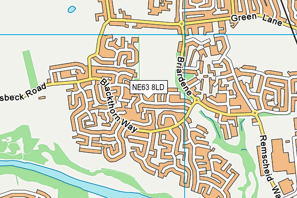 NE63 8LD map - OS VectorMap District (Ordnance Survey)