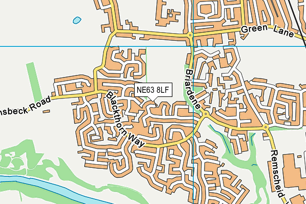 NE63 8LF map - OS VectorMap District (Ordnance Survey)