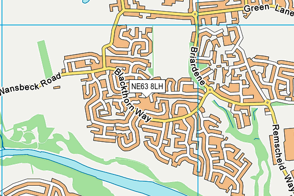 NE63 8LH map - OS VectorMap District (Ordnance Survey)