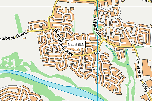 NE63 8LN map - OS VectorMap District (Ordnance Survey)
