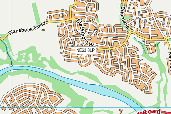 NE63 8LP map - OS VectorMap District (Ordnance Survey)