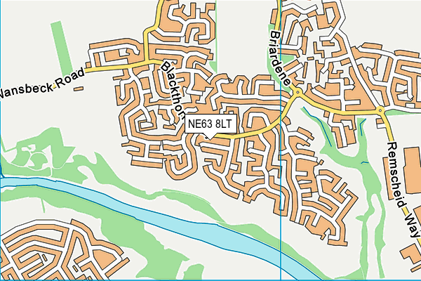 NE63 8LT map - OS VectorMap District (Ordnance Survey)