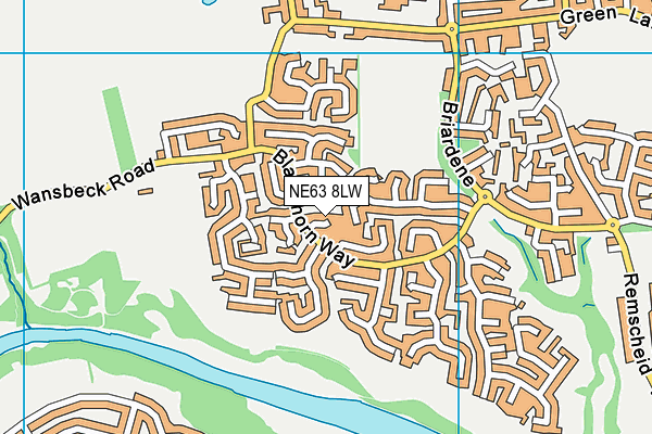 NE63 8LW map - OS VectorMap District (Ordnance Survey)