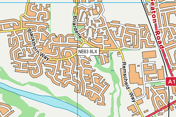 NE63 8LX map - OS VectorMap District (Ordnance Survey)