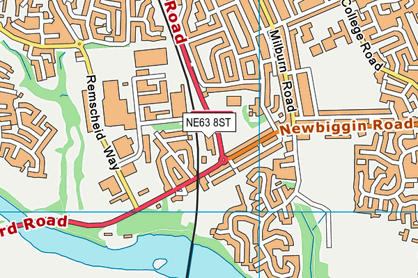 NE63 8ST map - OS VectorMap District (Ordnance Survey)
