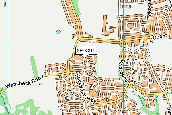 NE63 8TL map - OS VectorMap District (Ordnance Survey)