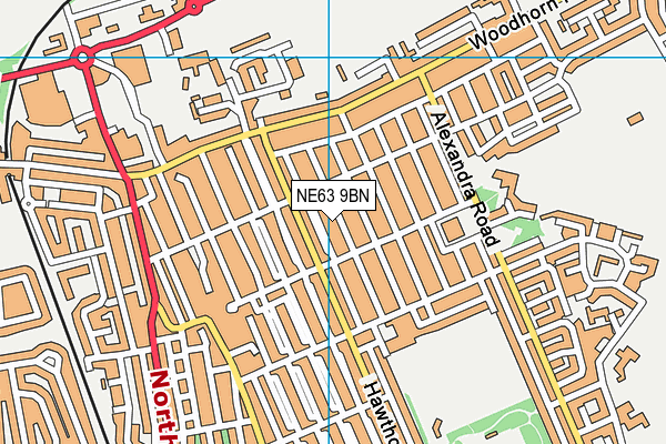 NE63 9BN map - OS VectorMap District (Ordnance Survey)