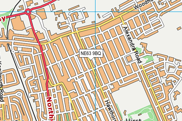 NE63 9BQ map - OS VectorMap District (Ordnance Survey)