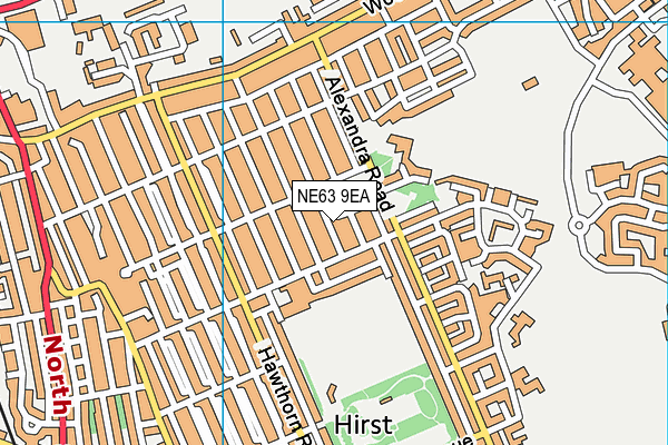 NE63 9EA map - OS VectorMap District (Ordnance Survey)