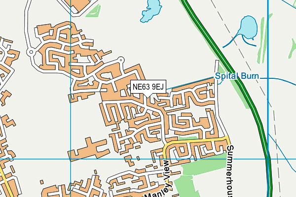 NE63 9EJ map - OS VectorMap District (Ordnance Survey)